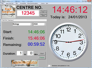 Single ex am mode screenshot of ExamInvigilator